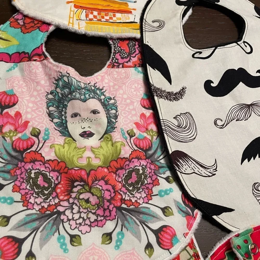 17 Custom Handmade Infant Bibs Gorgeous Patterns and Prints!!
